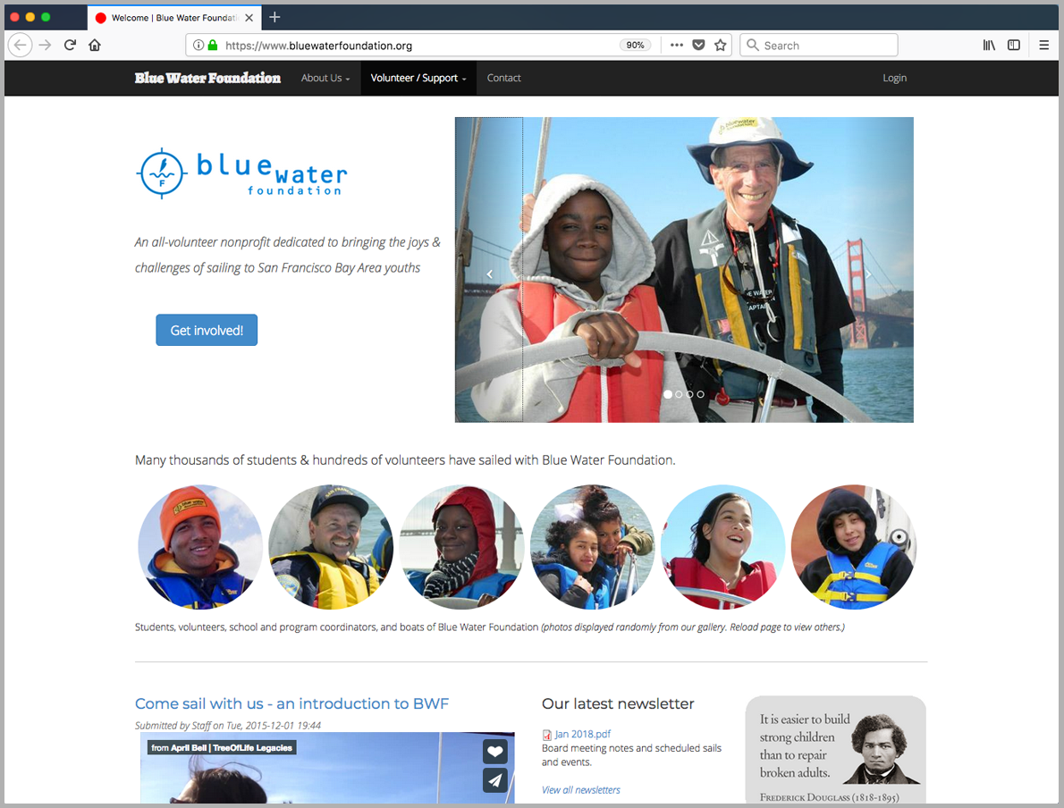 The Blue Water Foundation website